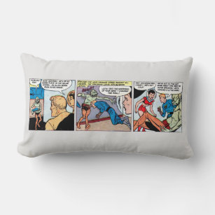 Green Aliens From Outer Space Vintage Comics Strip Lumbar Pillow