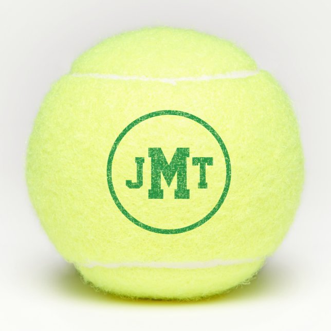 Green All-American Monogram Tennis Balls (Front)