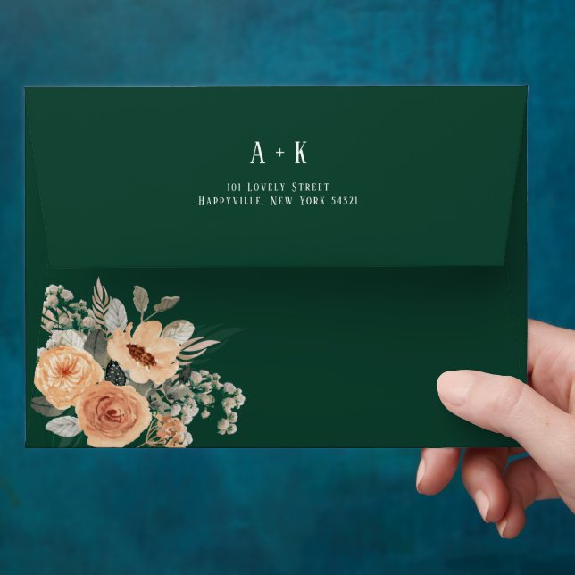 Green all over, Elegant floral Envelope (Hand)