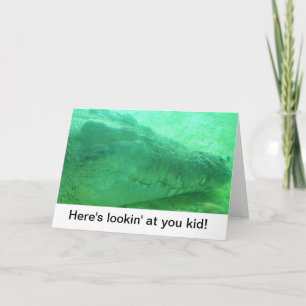 Green alligator face on a blank card