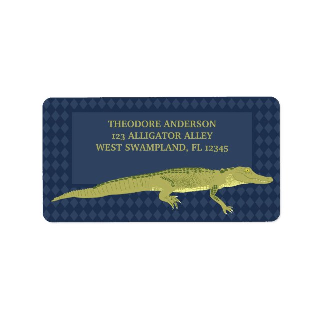 Green Alligator Nabvy Blue Return Address Label (Front)