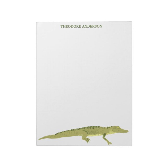 Green Alligator Personalized Writing Paper Notepad (Rotated)