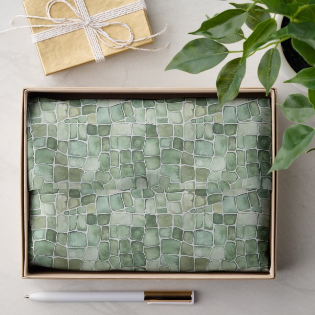 Green Alligator Print Birthday Tissue Paper (Gift)