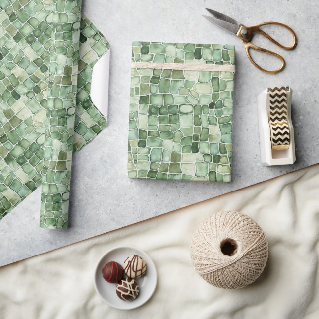 Green Alligator Print Birthday Wrapping Paper (Crafts)