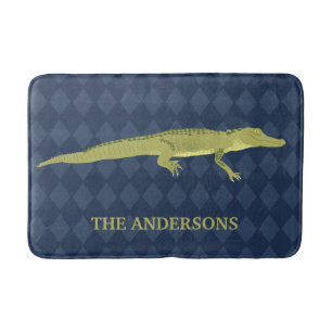 Green Alligator Realistic Graphic Personalized Bath Mat