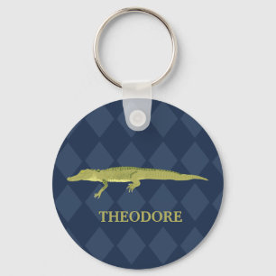Green Alligator Realistic Graphic Personalized Keychain