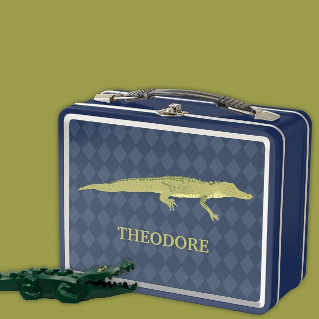 Green Alligator Realistic Graphic Personalized Metal Lunch Box (Creator Uploaded)
