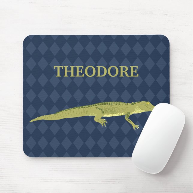 Green Alligator Realistic Graphic Personalized Mouse Pad (With Mouse)