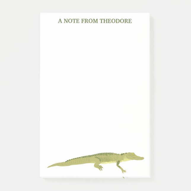 Green Alligator Realistic Graphic Personalized Post-it Notes (Front)