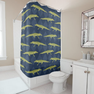 Green Alligators and Navy Blue Patterned