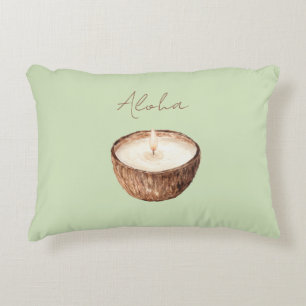 Green Aloha Coconut Candle Accent Pillow
