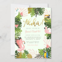 Green | Aloha Hawaii Tropical Gold Birthday Party