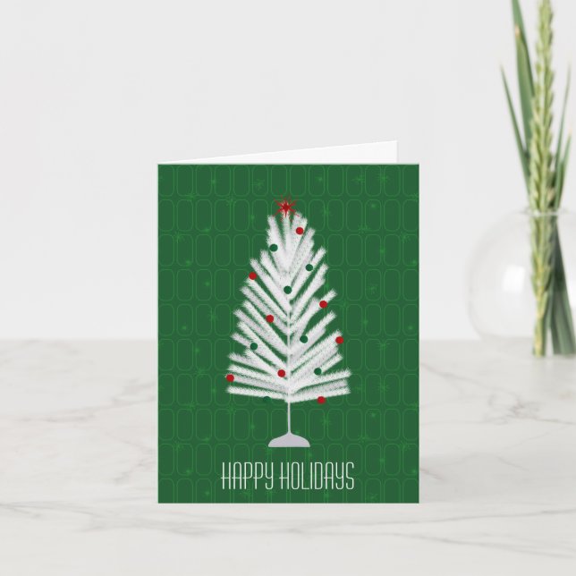 Green Aluminum Christmas Tree Holiday Card (Front)