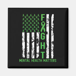 Green American Flag Usa Mental Health Problems Magnet