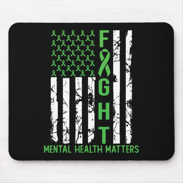Green American Flag Usa Mental Health Problems  Mouse Pad (Front)