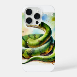 Green Anaconda 111024AREF143 - Watercolor iPhone 15 Pro Case