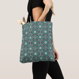 Green ancient Islamic mandala pattern Tote Bag