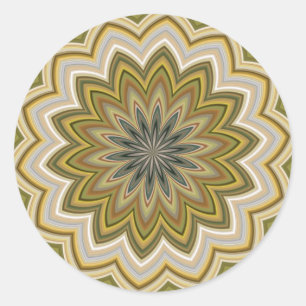 Green And Beige Abstract Flower Classic Round Sticker