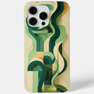 Green and beige curving forms  iPhone 15 pro max case