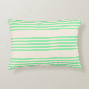 Green and beige five stripes pattern accent pillow