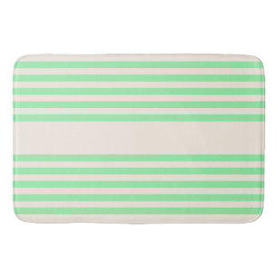 Green and beige five stripes pattern bath mat