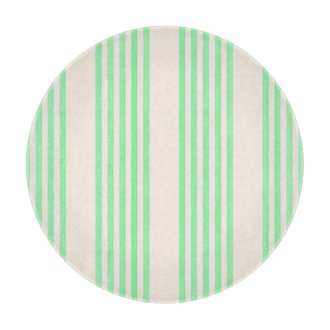 Green and beige five stripes pattern cutting board (Front)