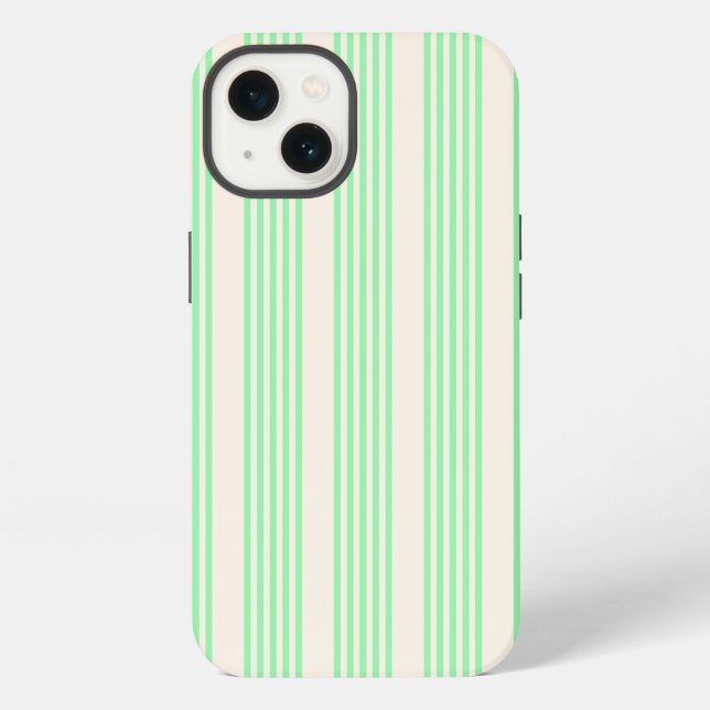 Green and beige five stripes pattern iPhone case (Back)