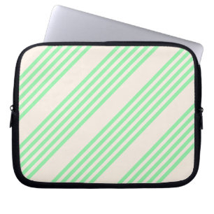 Green and beige five stripes pattern laptop sleeve