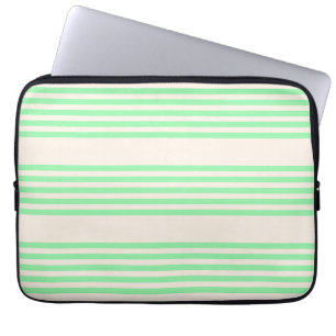 Green and beige five stripes pattern laptop sleeve