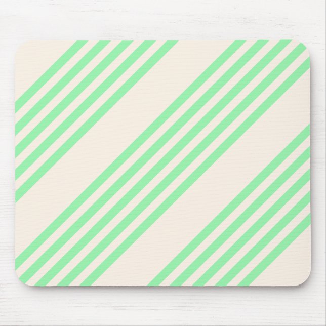 Green and beige five stripes pattern mouse pad (Front)