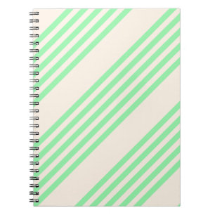Green and beige five stripes pattern notebook