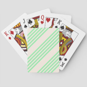 Green and beige five stripes pattern playing cards