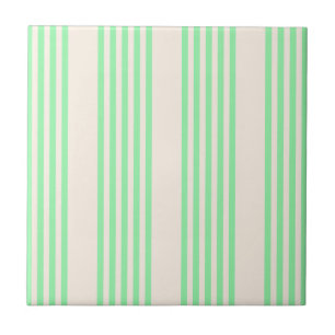 Green and beige five stripes pattern tile