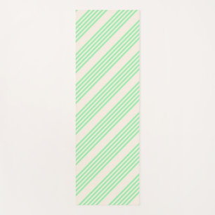 Green and beige five stripes pattern yoga mat
