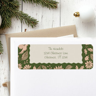 Green and Beige Folk Art Christmas Return Address