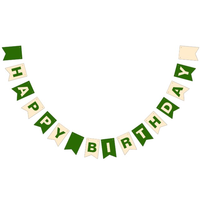 Green and Beige Happy Birthday Bunting Flags (All)