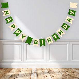 Green and Beige Happy Birthday Bunting Flags