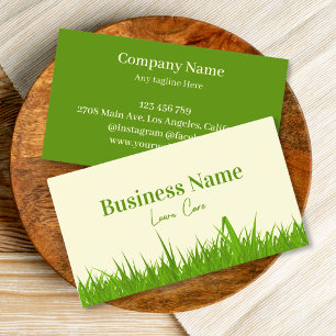 Green And Beige Lawn Care  Business Card