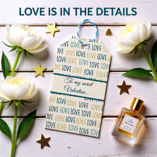 Green and Beige Loving Hearts Gift Tags