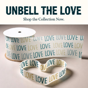 Green and Beige Loving Hearts Satin Ribbon