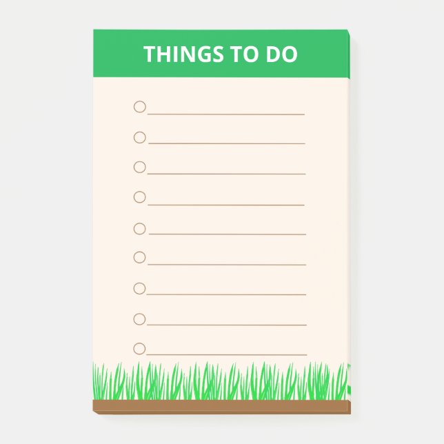 Green and Beige Personalized Things To Do Post-it Notes (Front)