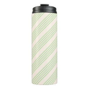 Green and beige stripes pattern thermal tumbler