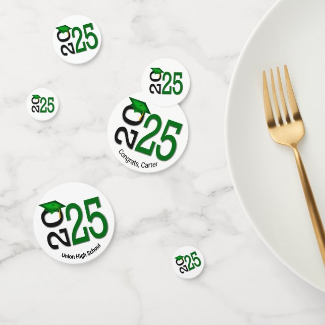 Green and Black 2025 Graduation  Confetti (Group)