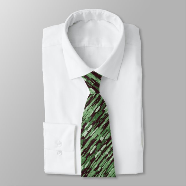 Green and Black Abstract Necktie (Tied)