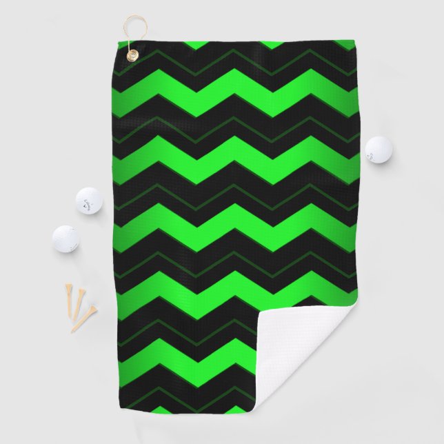 Green and Black Accent on Bright Green Golf Towel (InSitu)