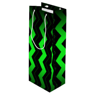 Green and Black Accent on Bright Green Wine Gift Bag