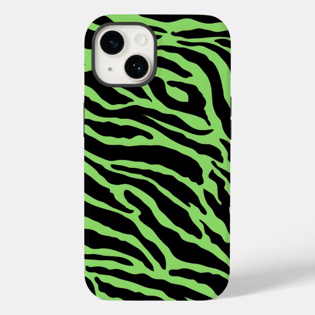 Green and Black Animal Print Stripes  Case-Mate iPhone Case (Back)