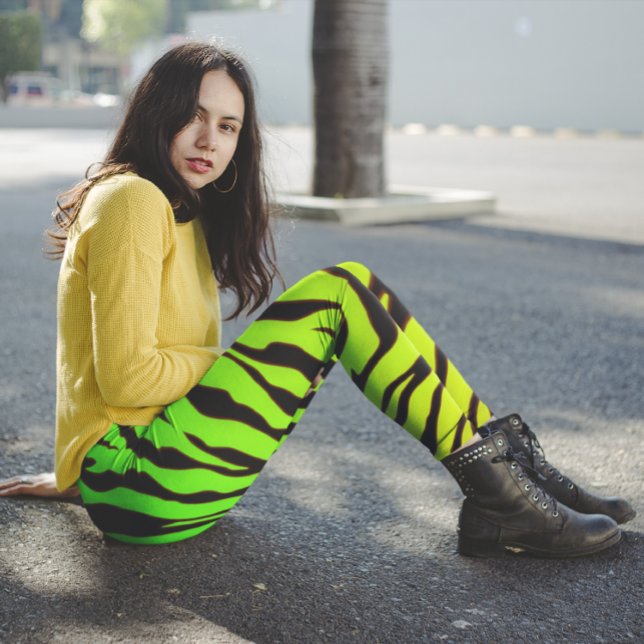 Green And Black Animal Tigers Stripes Leggings (Creator Uploaded)