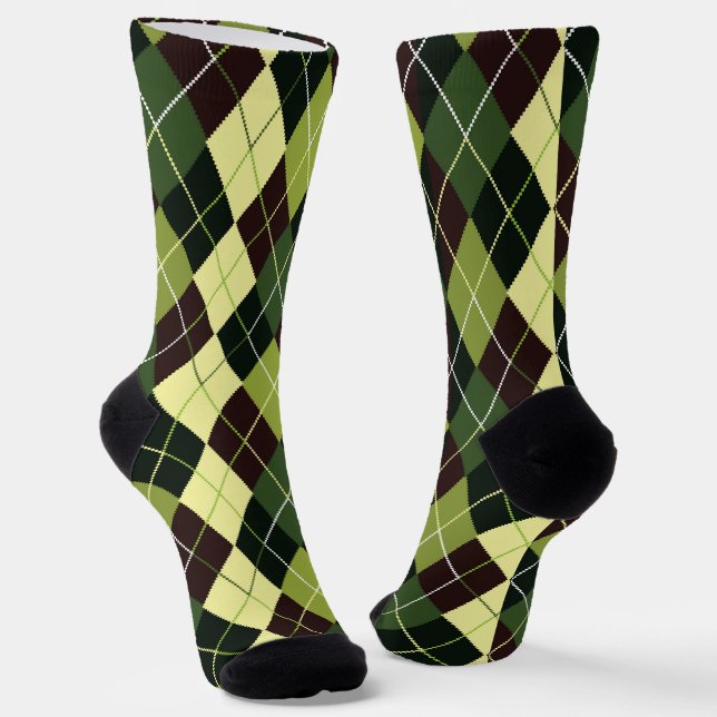 Green And Black Argyle  Socks (Angled)