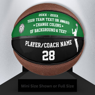 Green and Black Basketball, PERSONALIZED for Him,  Mini Basketball